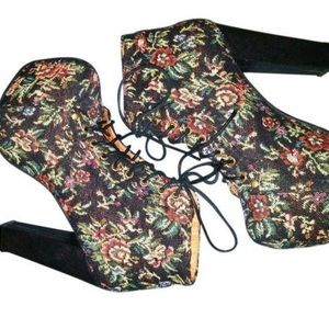 Jeffrey Campbell Black Tapestry  LITA booties